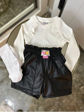 Deri şortlu takım